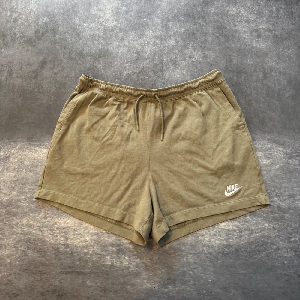 Nike Sportswear Womens Essential High Rise Jersey Shorts Large Olive Green Khaki